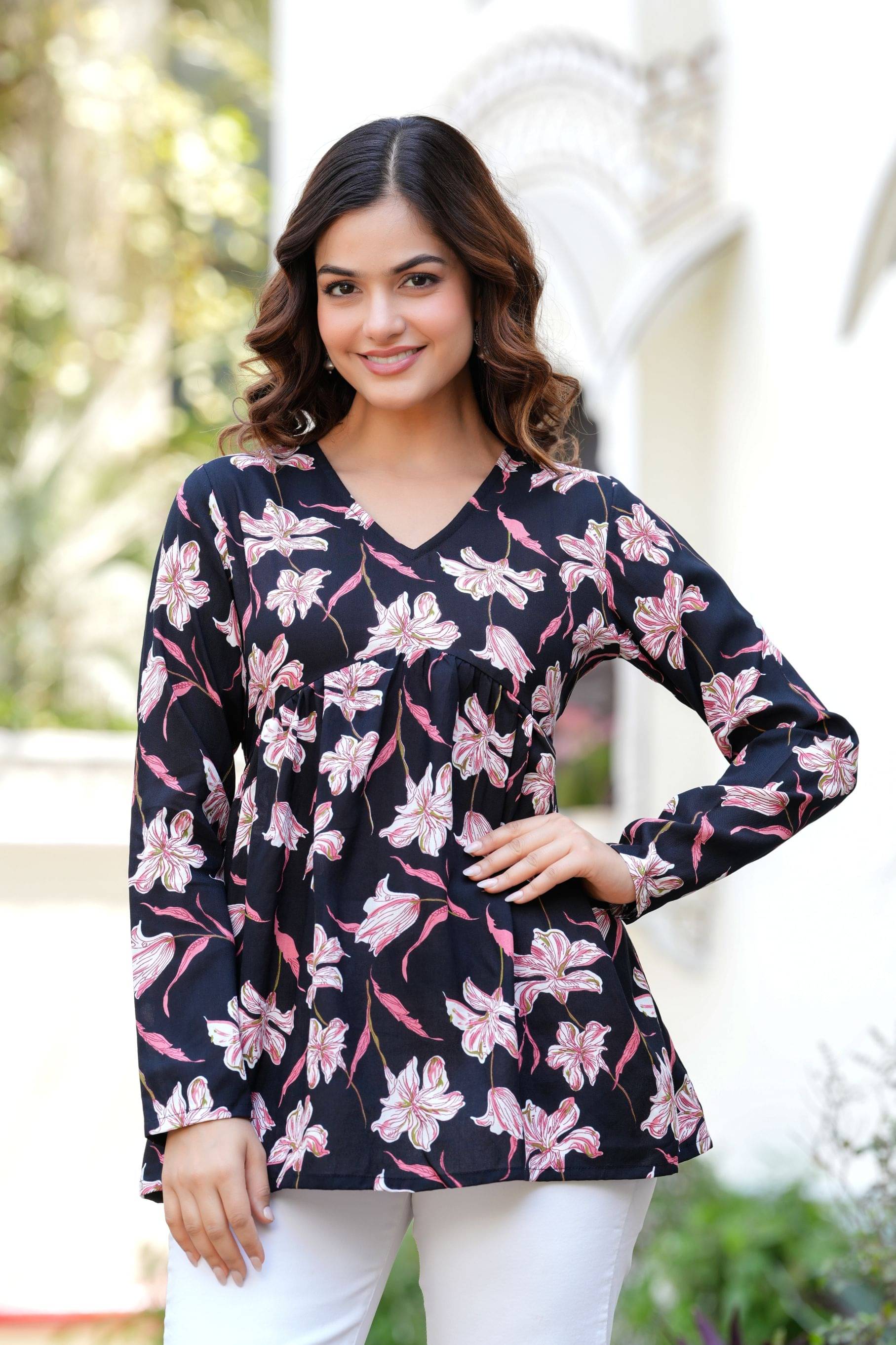     			Kleesi Women's Viscose Rayon Peplum Top ( Navy Blue )