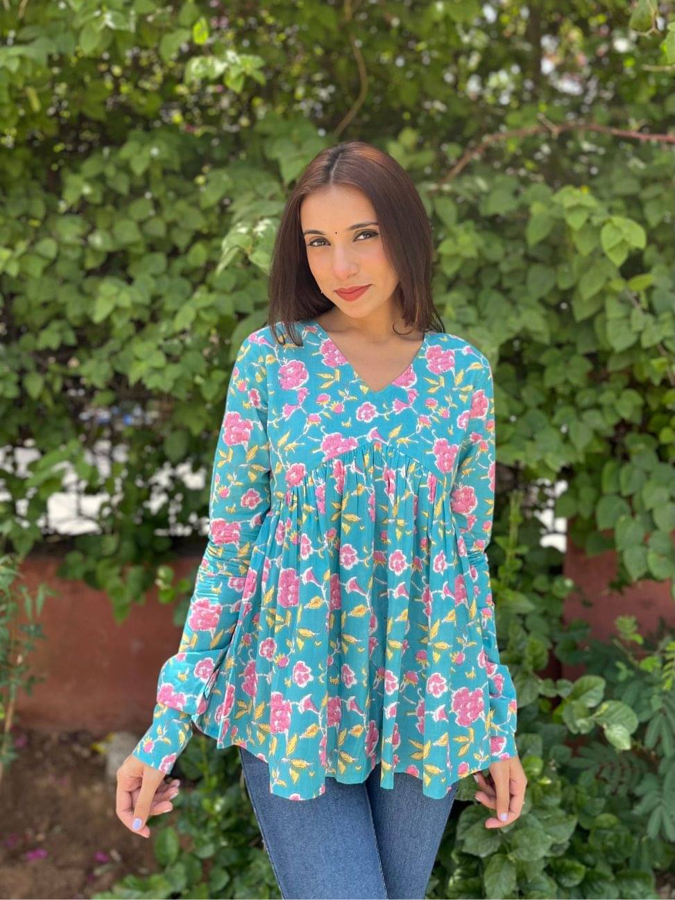     			Kleesi Women's Viscose Rayon Peplum Top ( Aqua Blue )