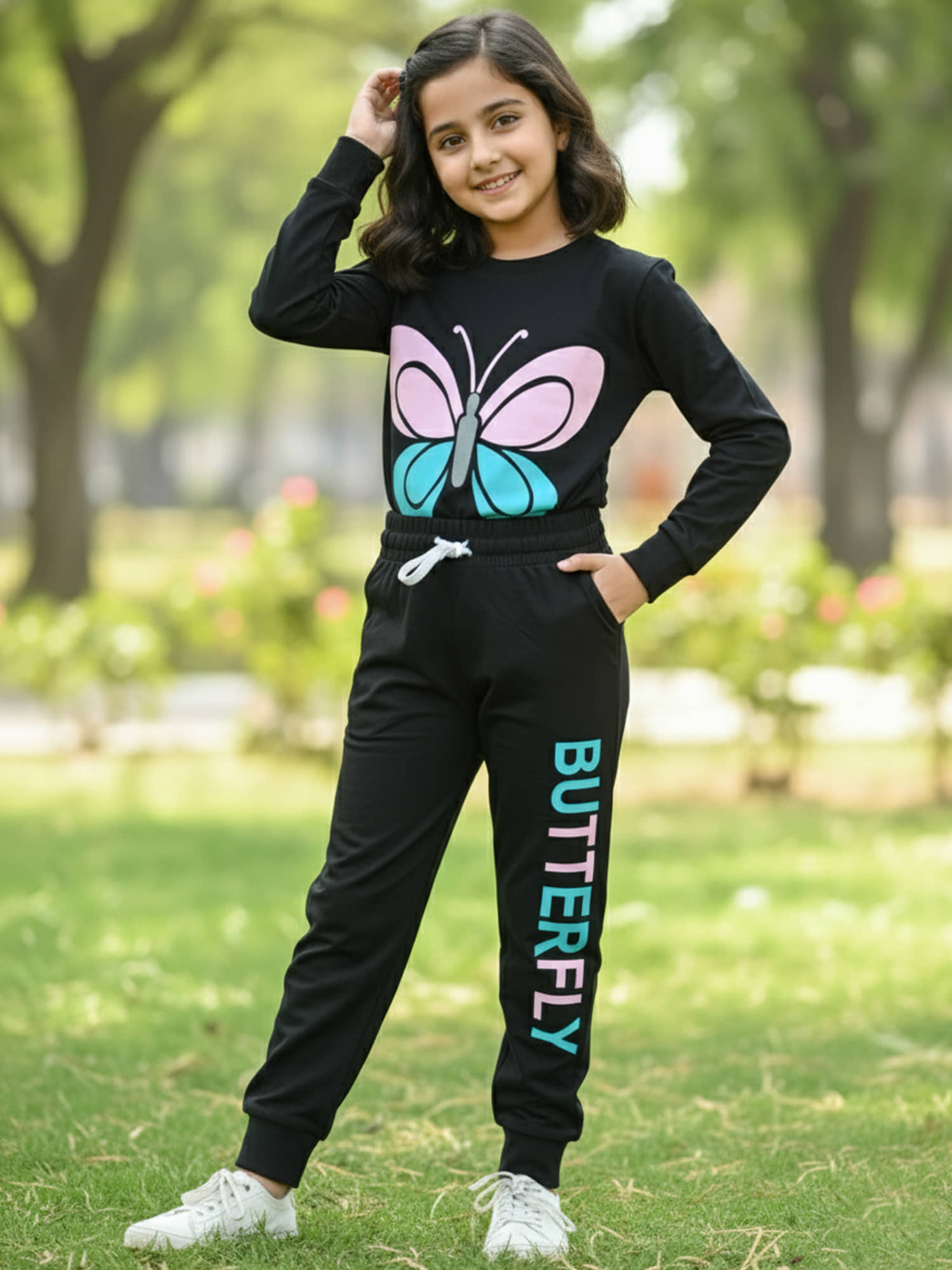 Kuchipoo Pack of 1 Girls Cotton Blend T-shirt & Trackpants ( Multicolor 3 )