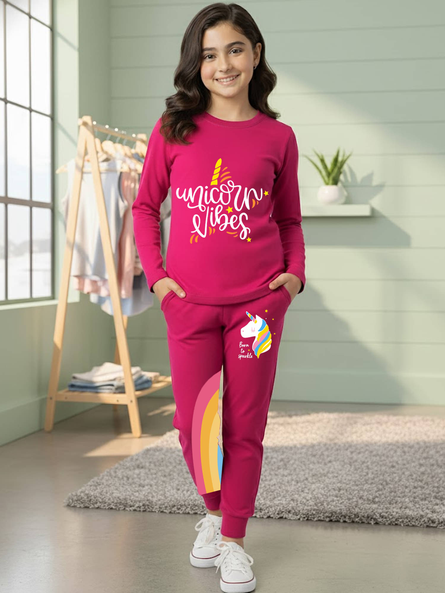     			Kuchipoo Pack of 1 Girls Cotton Blend T-shirt & Trackpants ( Multicolor 2 )