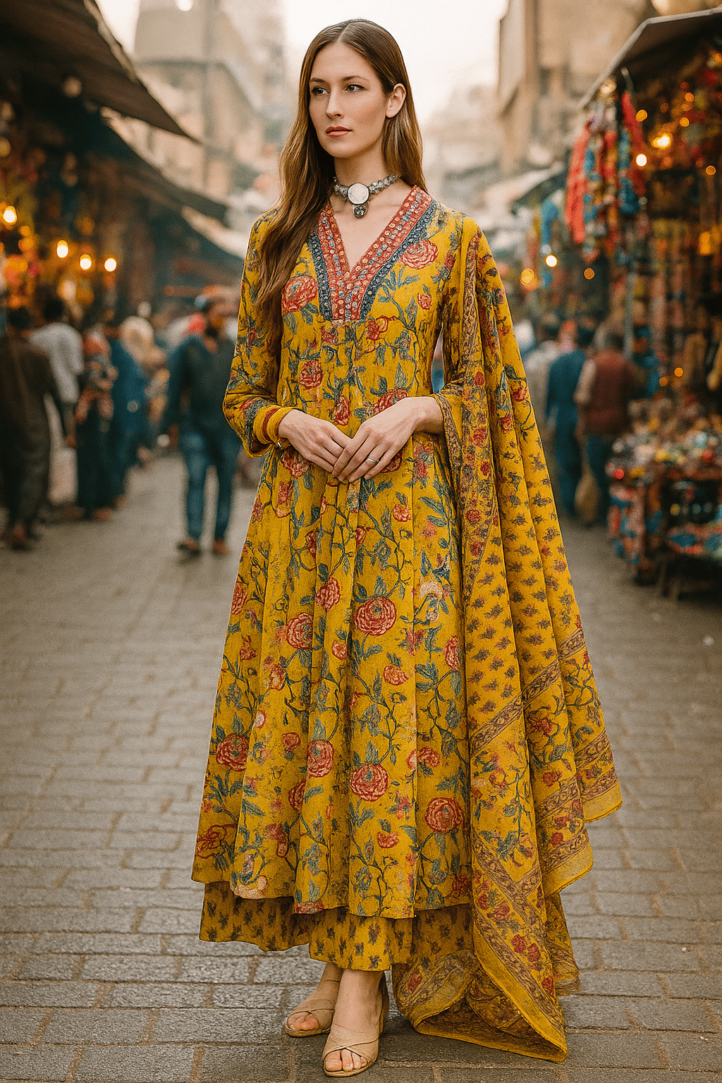 LookMark Women Cotton Printed Straight Kurti With Pants ( Yellow ) LookMark Women Cotton Printed Straight Kurti With Pants ( Yellow )