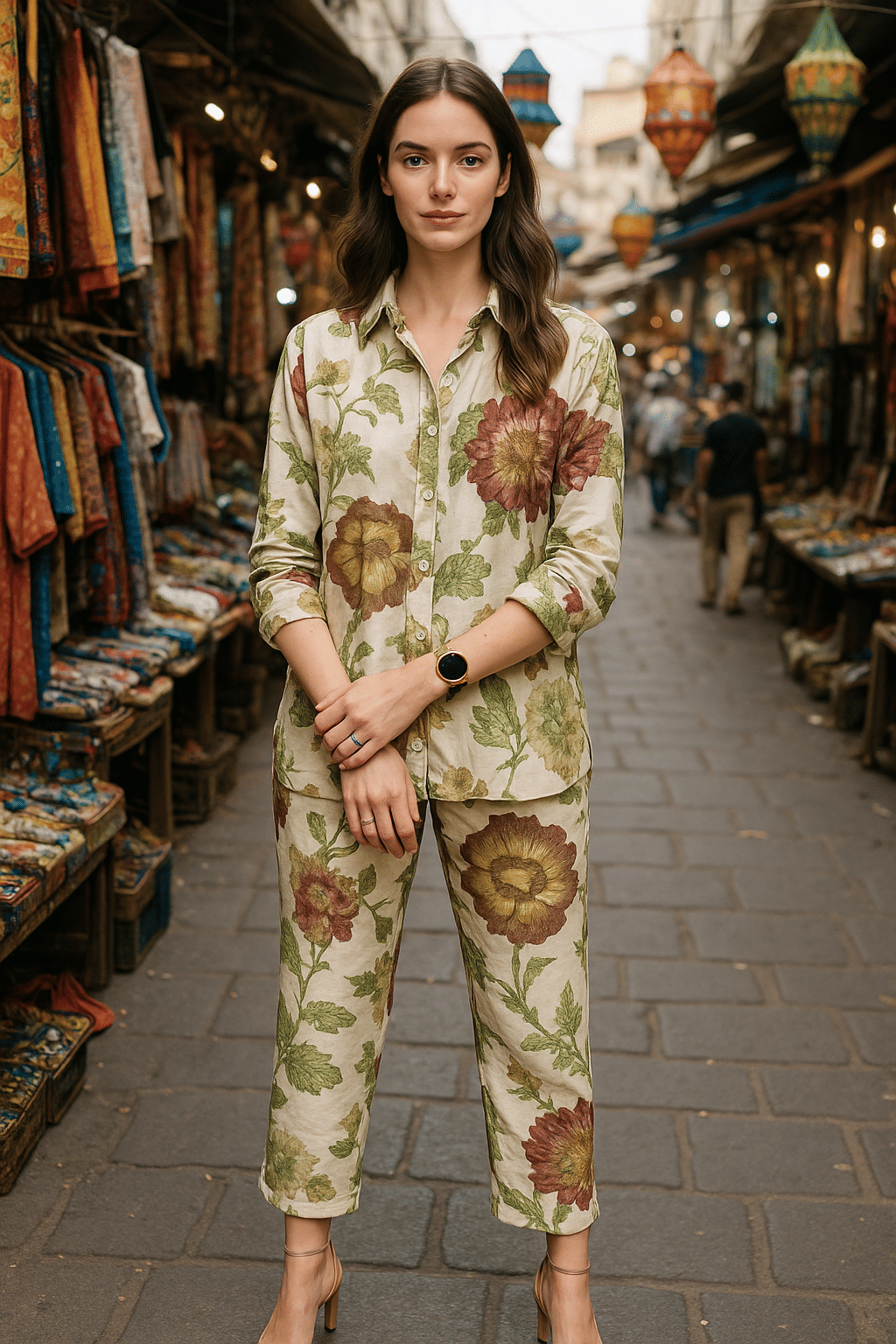 LookMark Women Cotton Printed Straight Kurti With Pants ( Green ) LookMark Women Cotton Printed Straight Kurti With Pants ( Green )