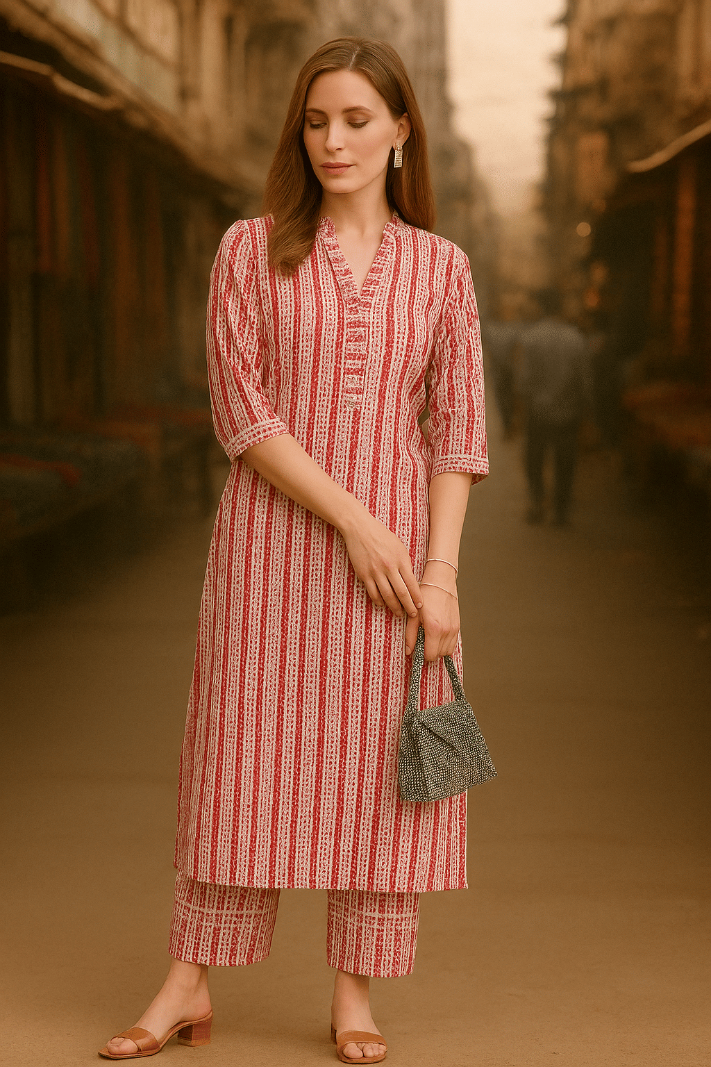 LookMark Women Cotton Printed Straight Kurti With Pants ( Maroon ) LookMark Women Cotton Printed Straight Kurti With Pants ( Maroon )