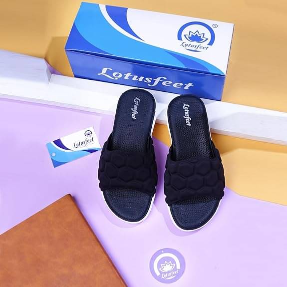     			Lotusfeet Black Women's V-strap Flats