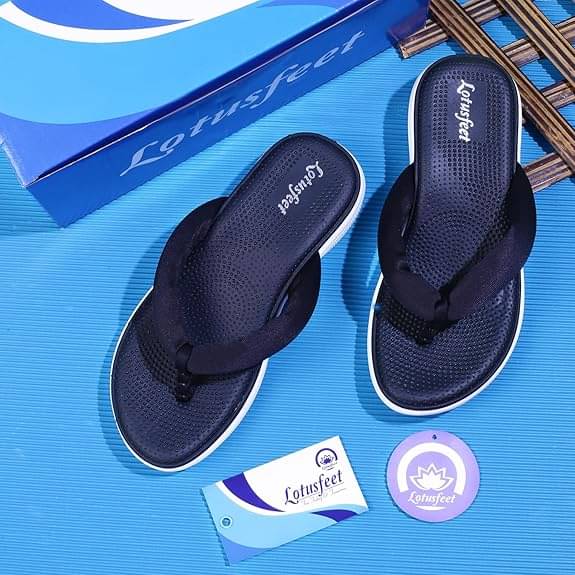     			Lotusfeet Black Women's V-strap Flats