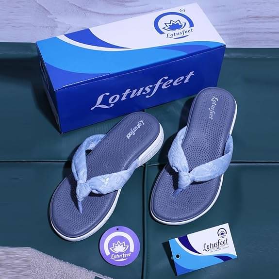     			Lotusfeet blue Women's V-strap Flats