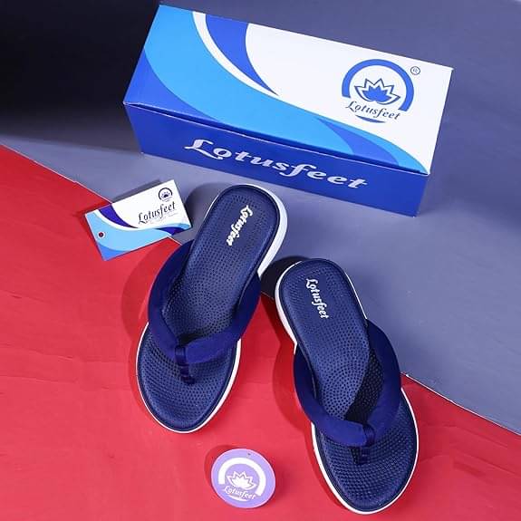     			Lotusfeet navy Women's V-strap Flats