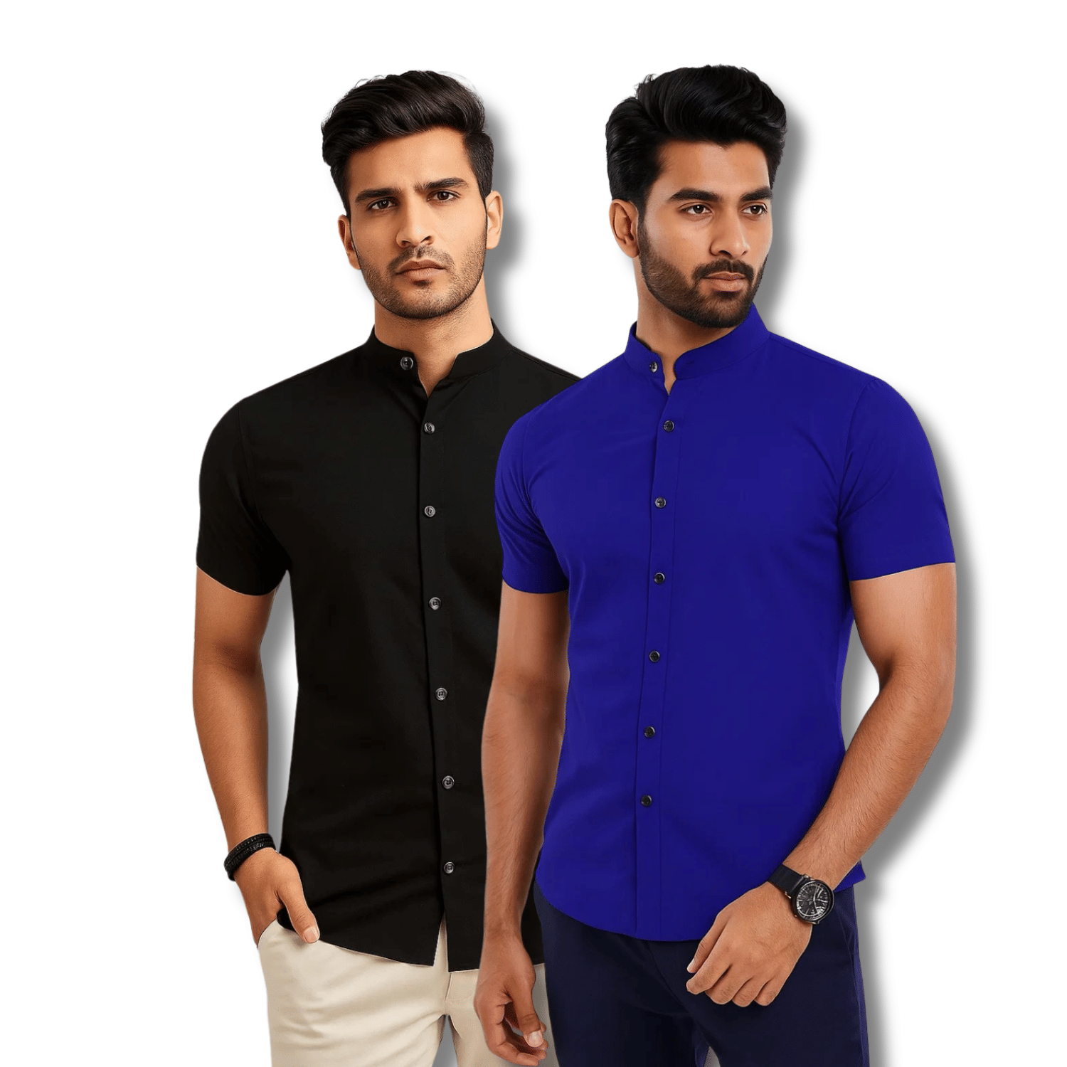     			RAREMARK Cotton Blend Regular Fit Solids Half Sleeves Men's Casual Shirt - Black ( Pack of 2 )