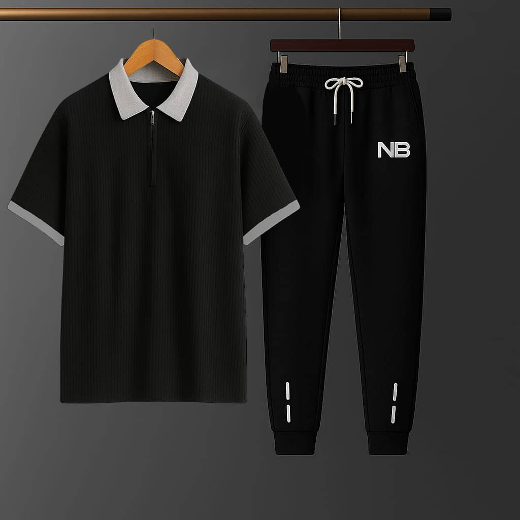 RR Enterprises Black Cotton Blend Regular Fit Men's Tracksuit ( Pack of 2 )