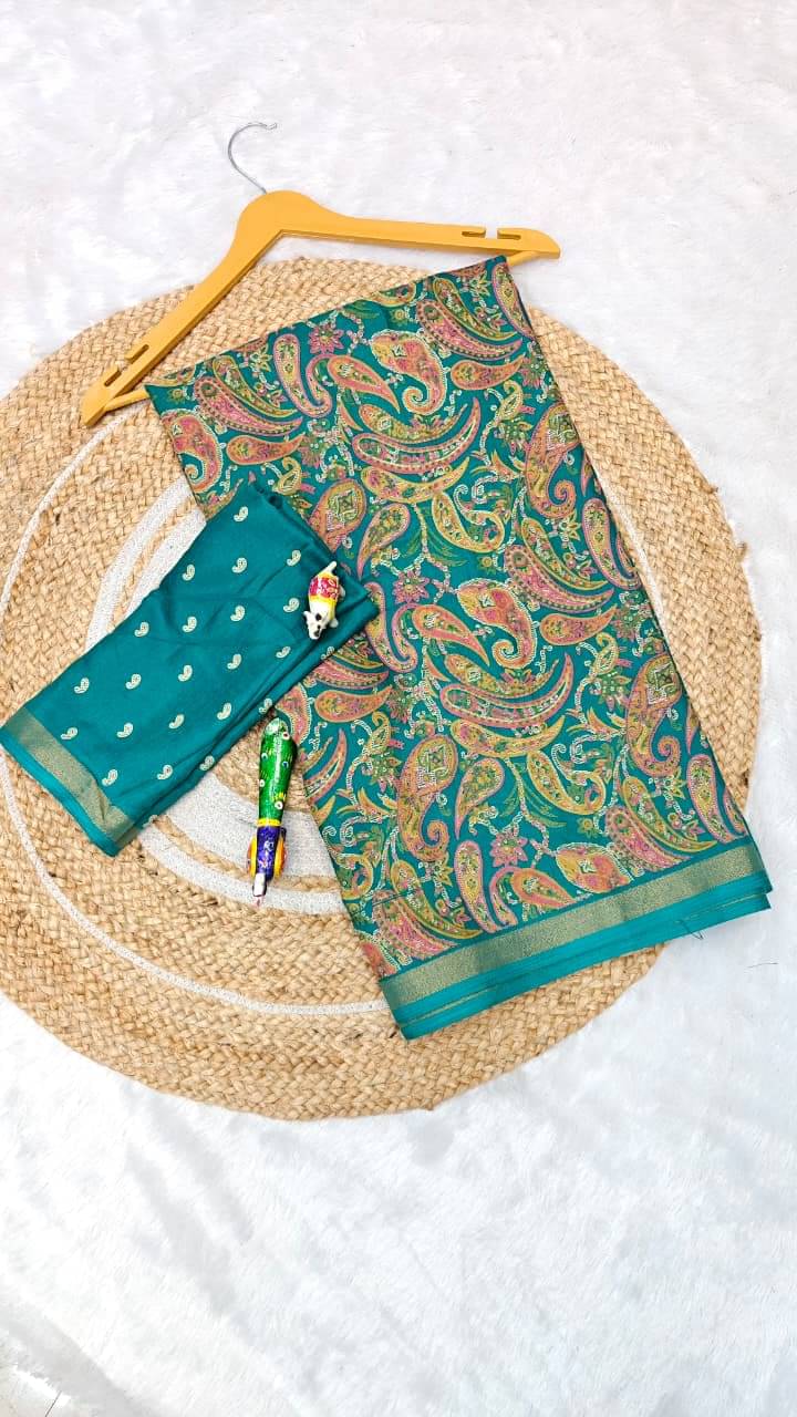 SHIRODHARI Cotton Blend Printed Sambalpuri Saree With Unstitched Blouse Piece ( Sea Green ) SHIRODHARI Cotton Blend Printed Sambalpuri Saree With Unstitched Blouse Piece ( Sea Green )