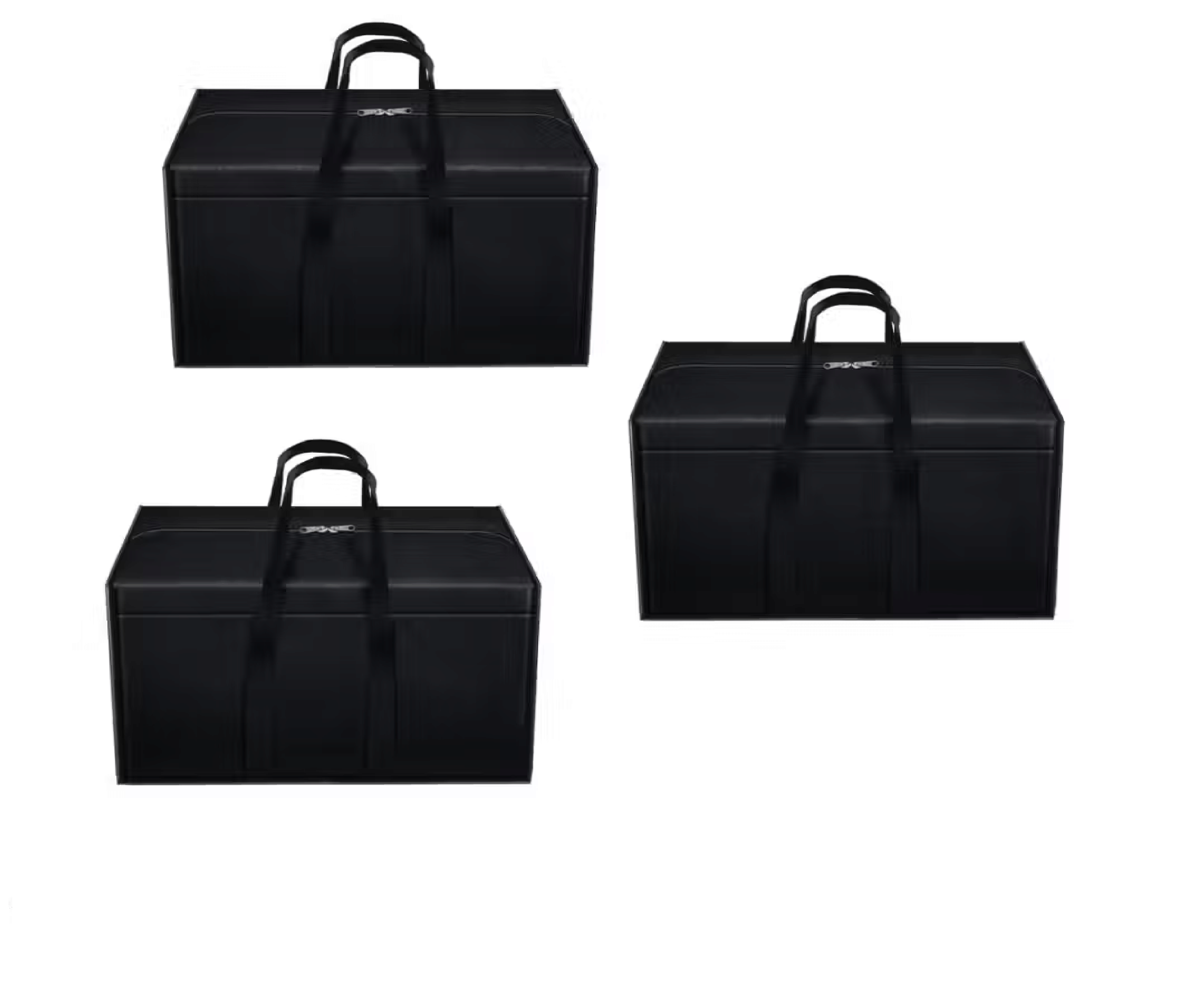     			SRT KRAFT 3 Pack Nylon 85 L Moisture Proof Multi-Purpose Underbed Storage Bag/Clothing Storage Organiser/Toy Storage/Stationery Paper Storage Bag with Zipper and Strong Handle (Black,57x36.8 x40.5 cm) Cloth Storage Bag.