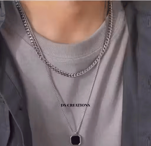     			Set to Shine Shop Oxidized Silver Stainless Steel Chain with Pendant ( Pack of 1 )