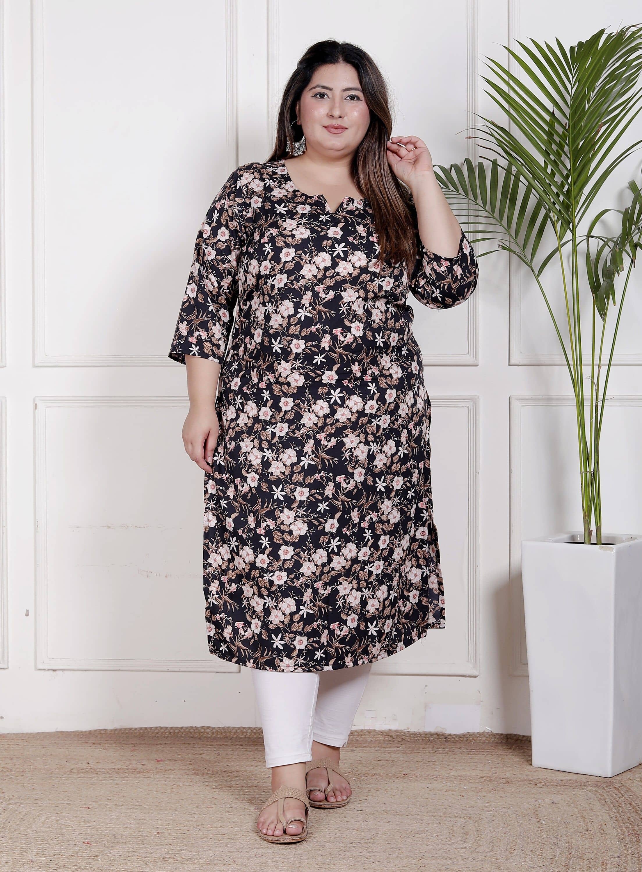 Swasti Women Crepe Printed Straight Kurti ( Black ) - Kurtis, Tunics | Buy online on ZillyBuy