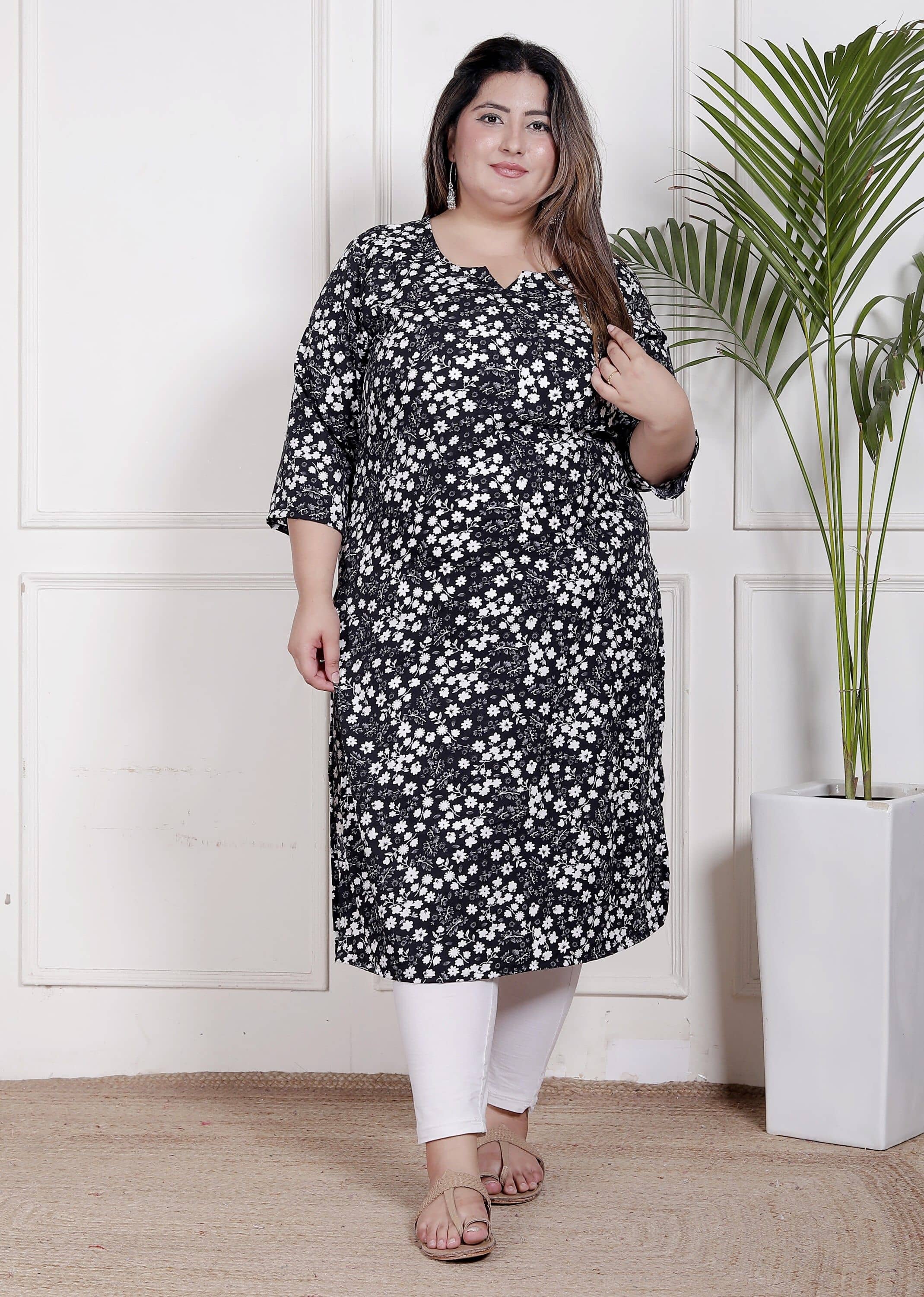 Swasti Women Crepe Printed Straight Kurti ( Black ) - Kurtis, Tunics | Buy online on ZillyBuy