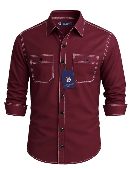     			TOKYO FASHION, 100% Cotton Regular Fit Self Design Full Sleeves Men's Casual Shirt - Maroon ( Pack of 1 )