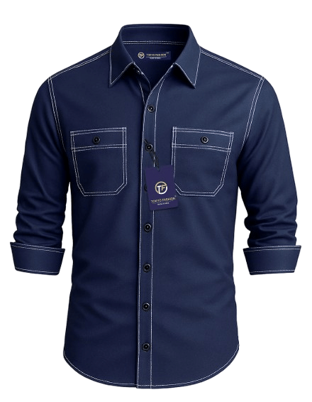     			TOKYO FASHION, 100% Cotton Regular Fit Self Design Full Sleeves Men's Casual Shirt - Navy Blue ( Pack of 1 )