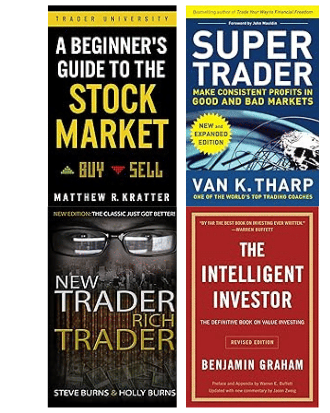     			The Intelligent Investor + A Beginner's Guide to the Stock Market + Super Traders + New Trader Rich Trader