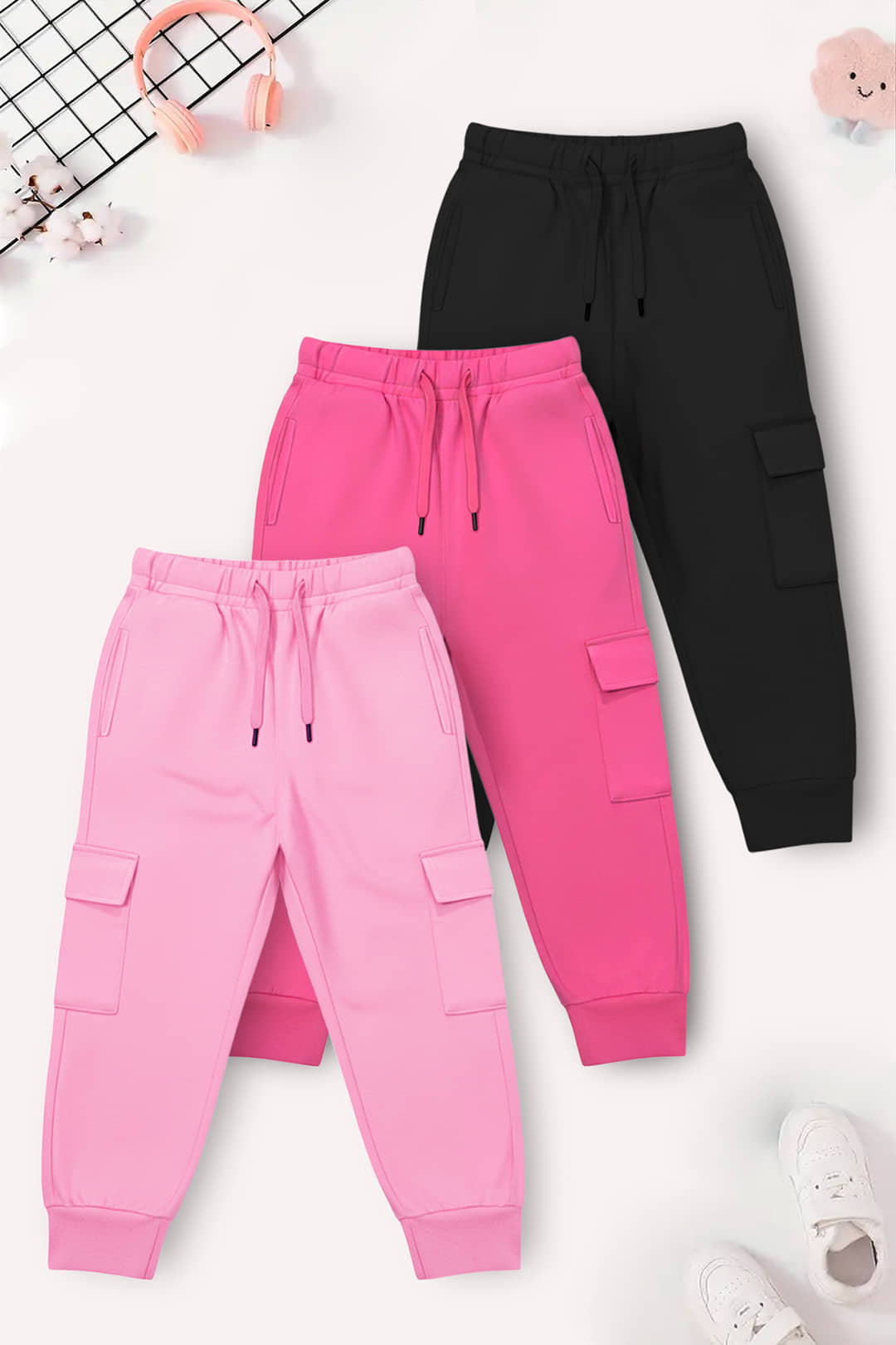 Trampoline Pack of 3 Girls Cotton Blend Trackpants ( Colors ) - Track Pants | Buy online on ZillyBuy