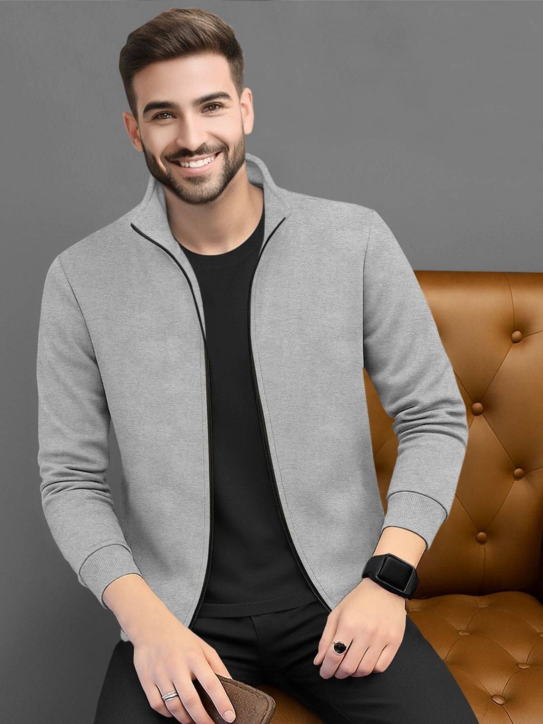     			Tripr Cotton Blend Men's Casual Jacket - Grey ( Pack of 1 )