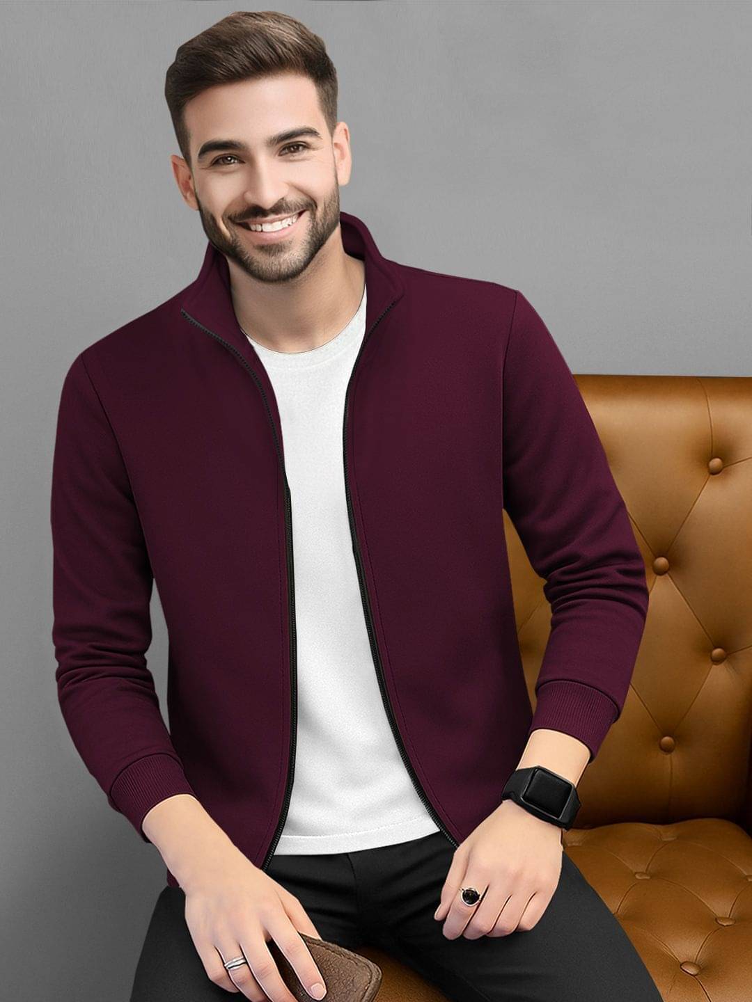     			Tripr Cotton Blend Men's Casual Jacket - Maroon ( Pack of 1 )