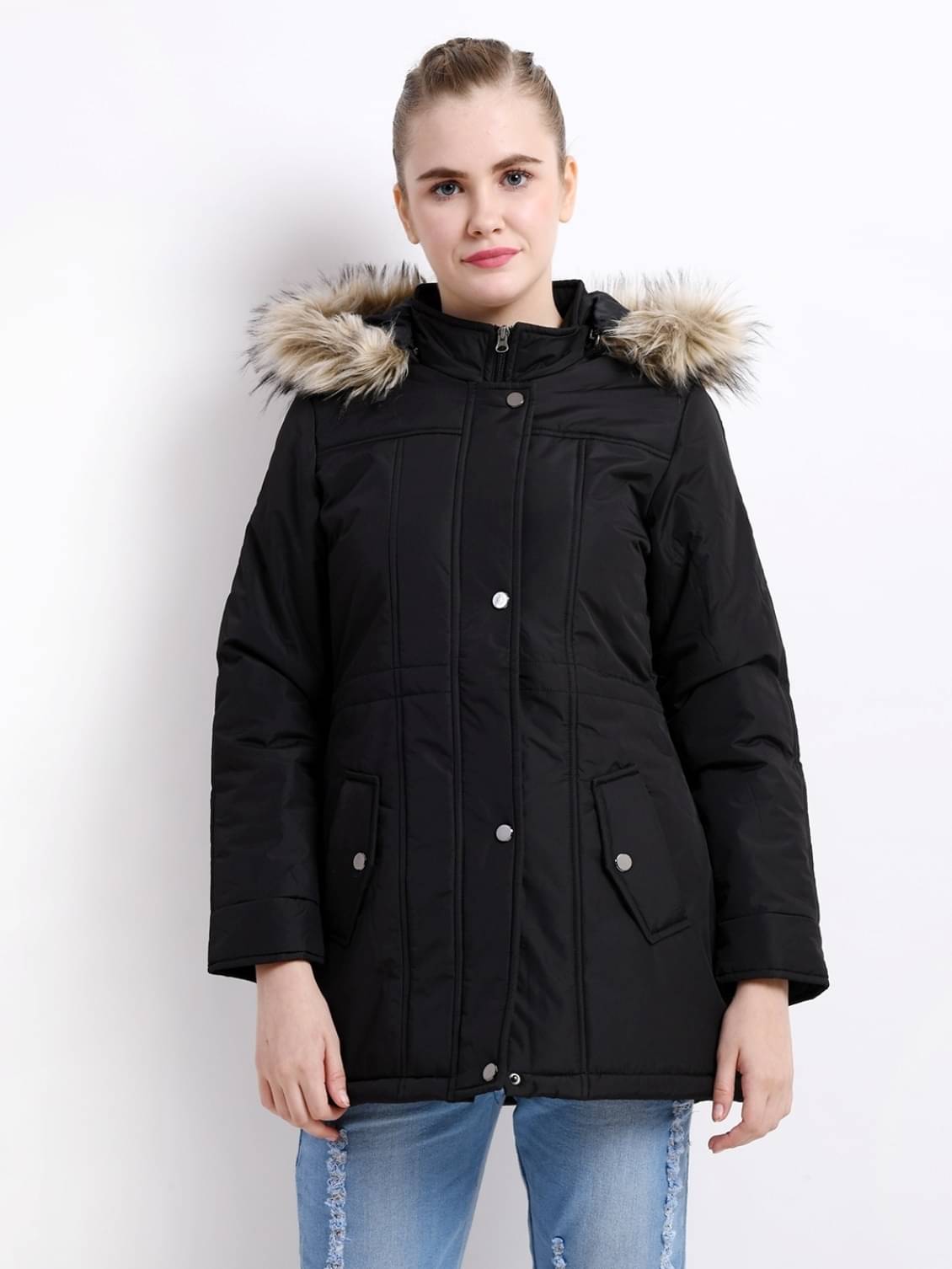     			Trufit Women High Neck Parka ( Black )