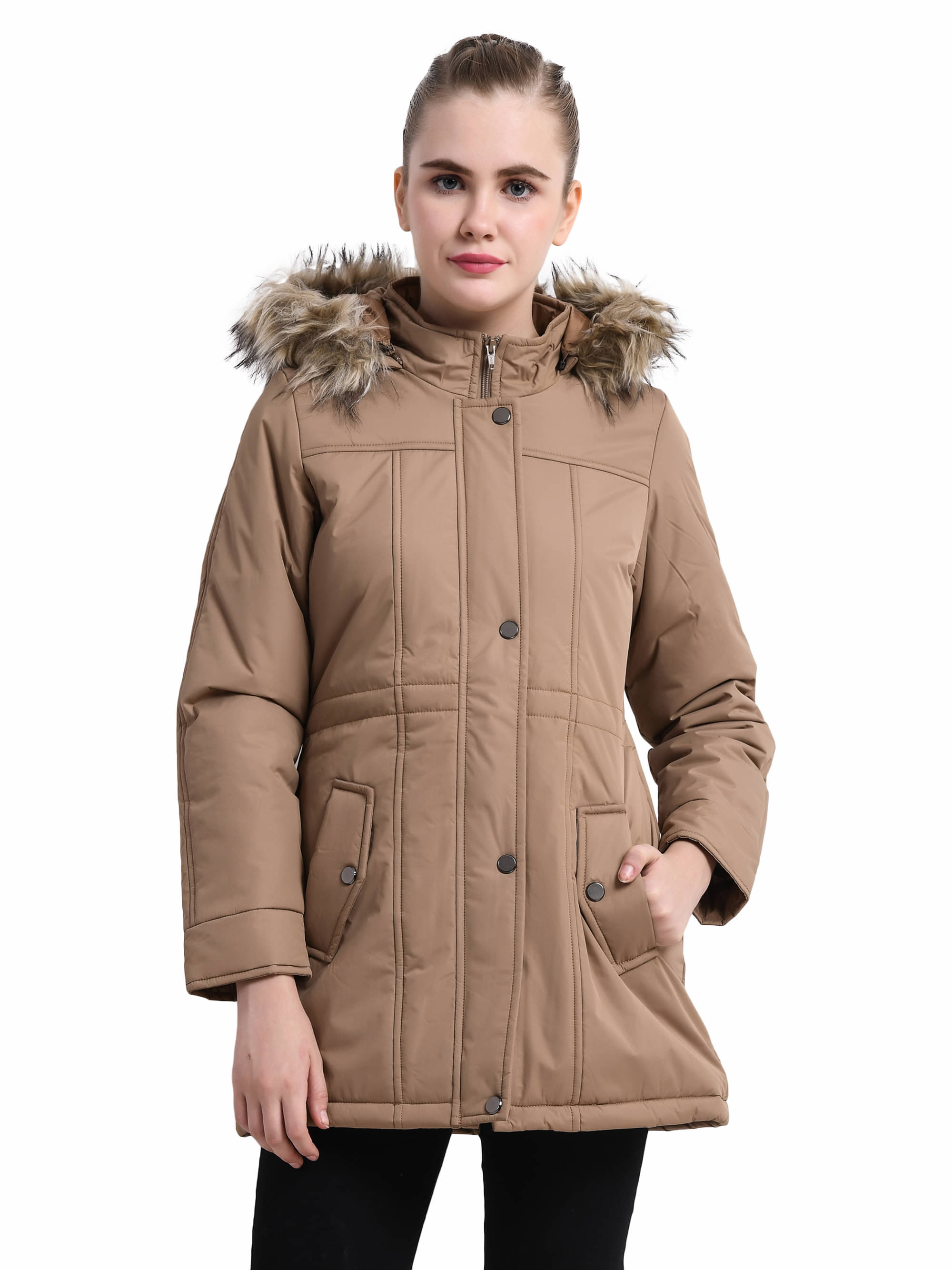     			Trufit Women High Neck Parka ( Khaki )