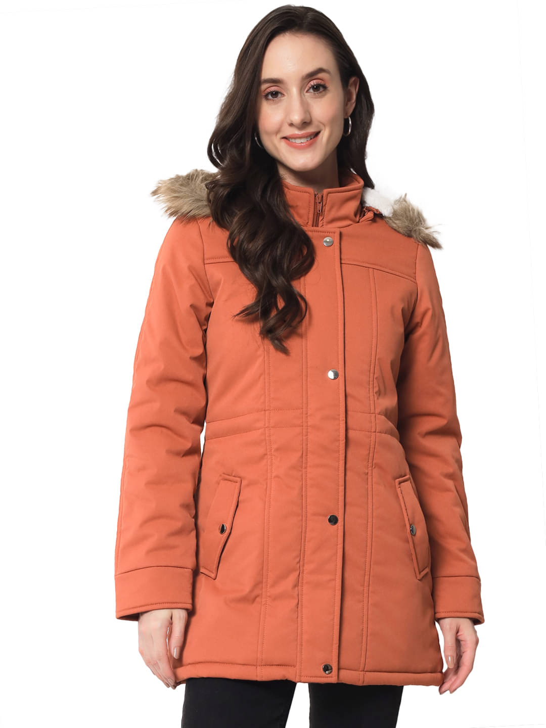     			Trufit Women High Neck Parka ( Peach )