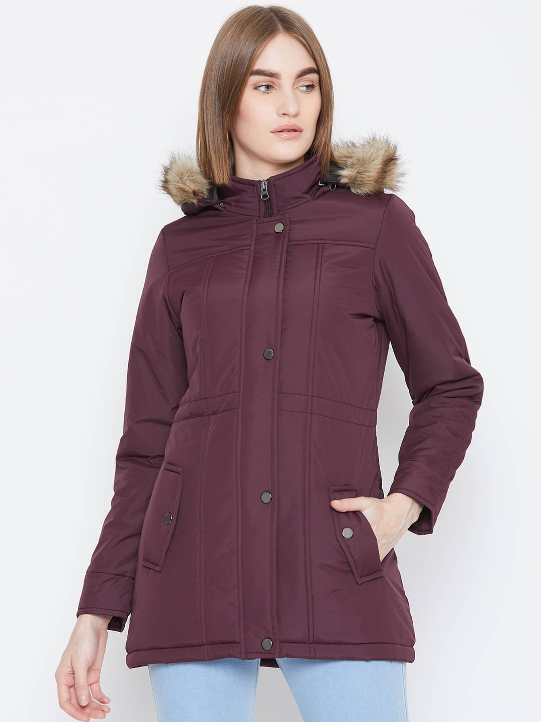     			Trufit Women High Neck Parka ( Purple )