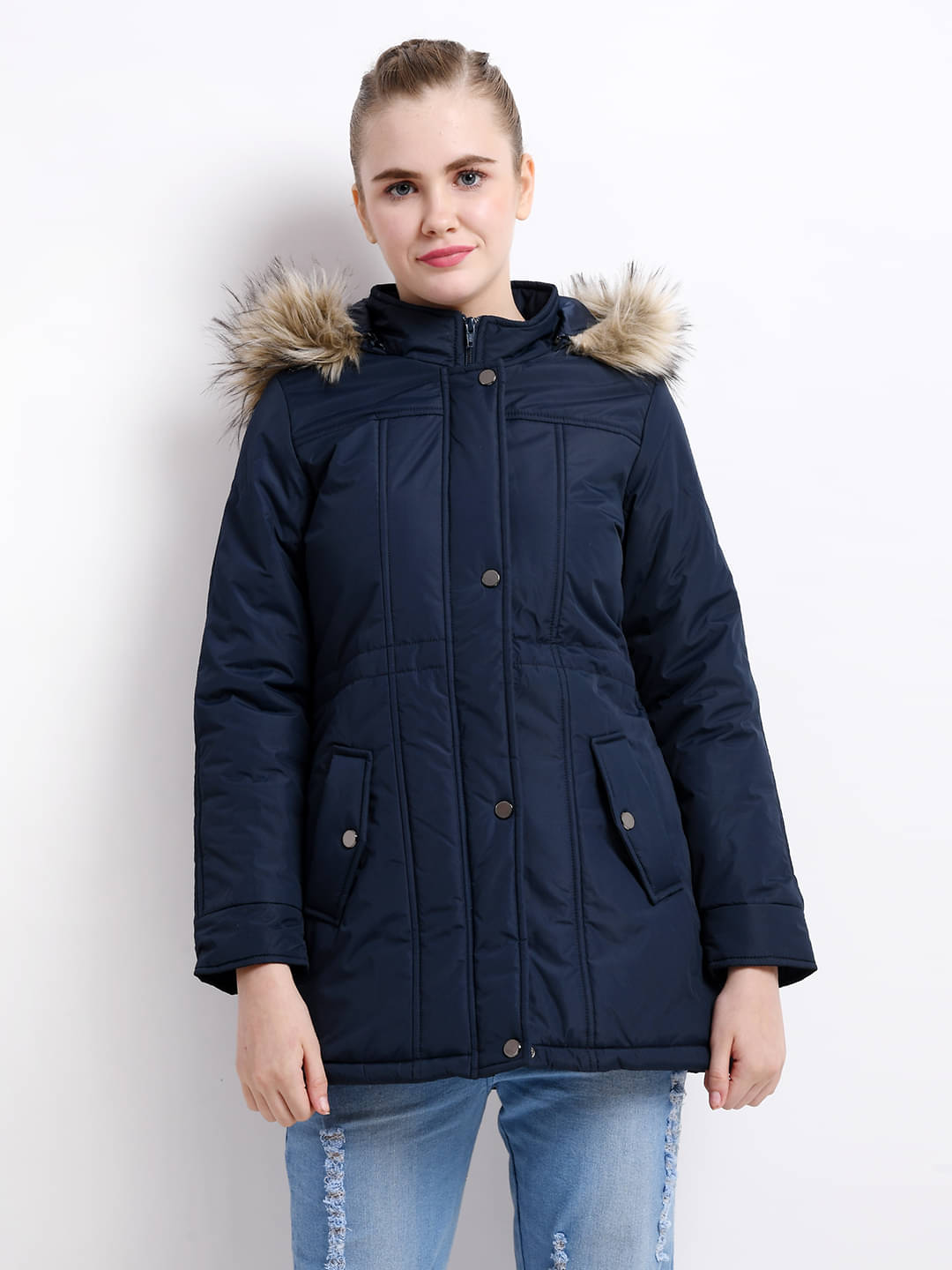     			Trufit Women High Neck Parka ( Navy )