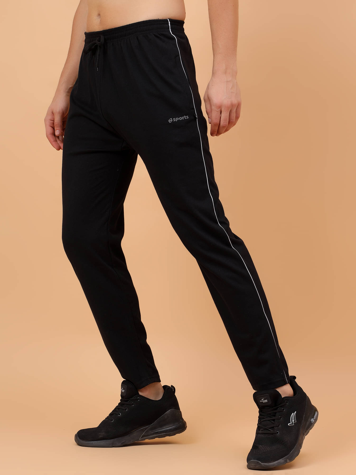     			TrybeX Black Cotton Blend Men's Trackpants ( Pack of 1 )