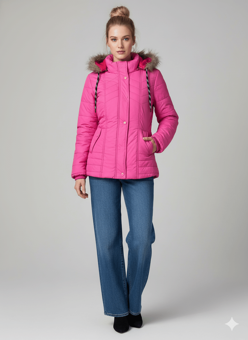 URBAN MIST Women High Neck Puffer Jacket ( Pink ) URBAN MIST Women High Neck Puffer Jacket ( Pink )