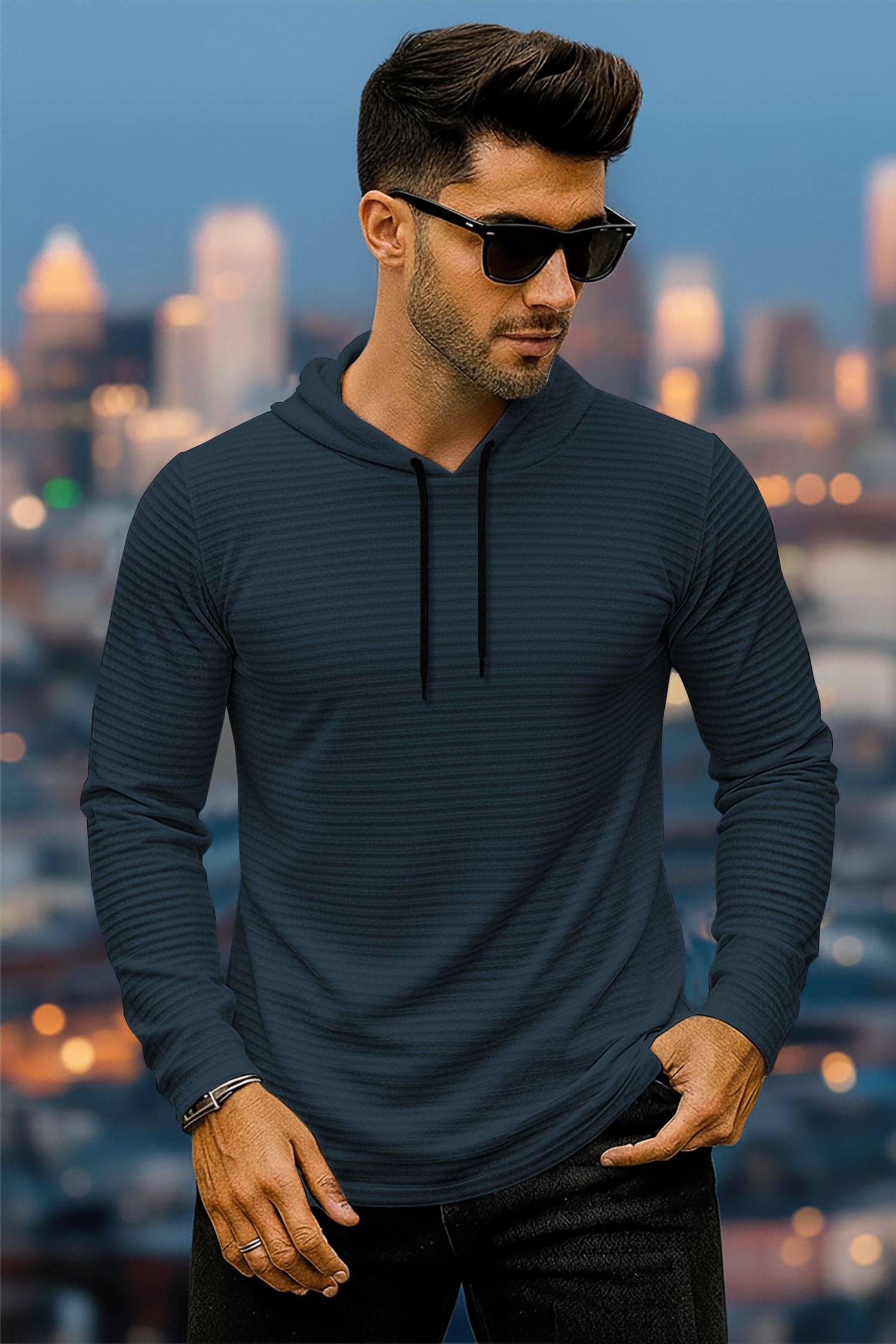     			VCANEE Men Polyester Regular Fit Solid T-Shirt ( Navy )