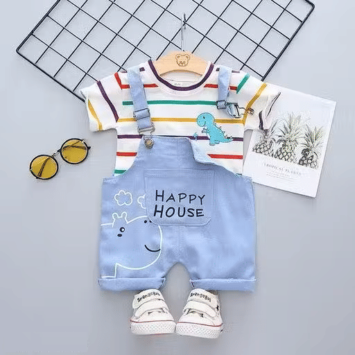 VELION Pack of 1 Baby Boys Denim T-Shirt & Dungarees Set ( Multi )