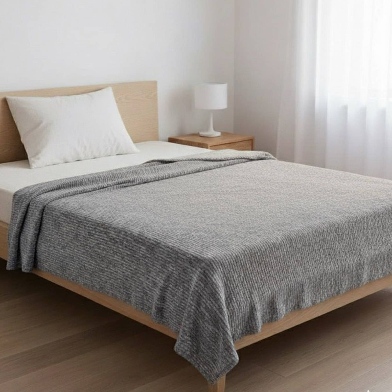     			Welhouse India Fleece Striped Single Bed Blanket ( 240 cm x 135 cm ) - Grey ( Pack of 1 )