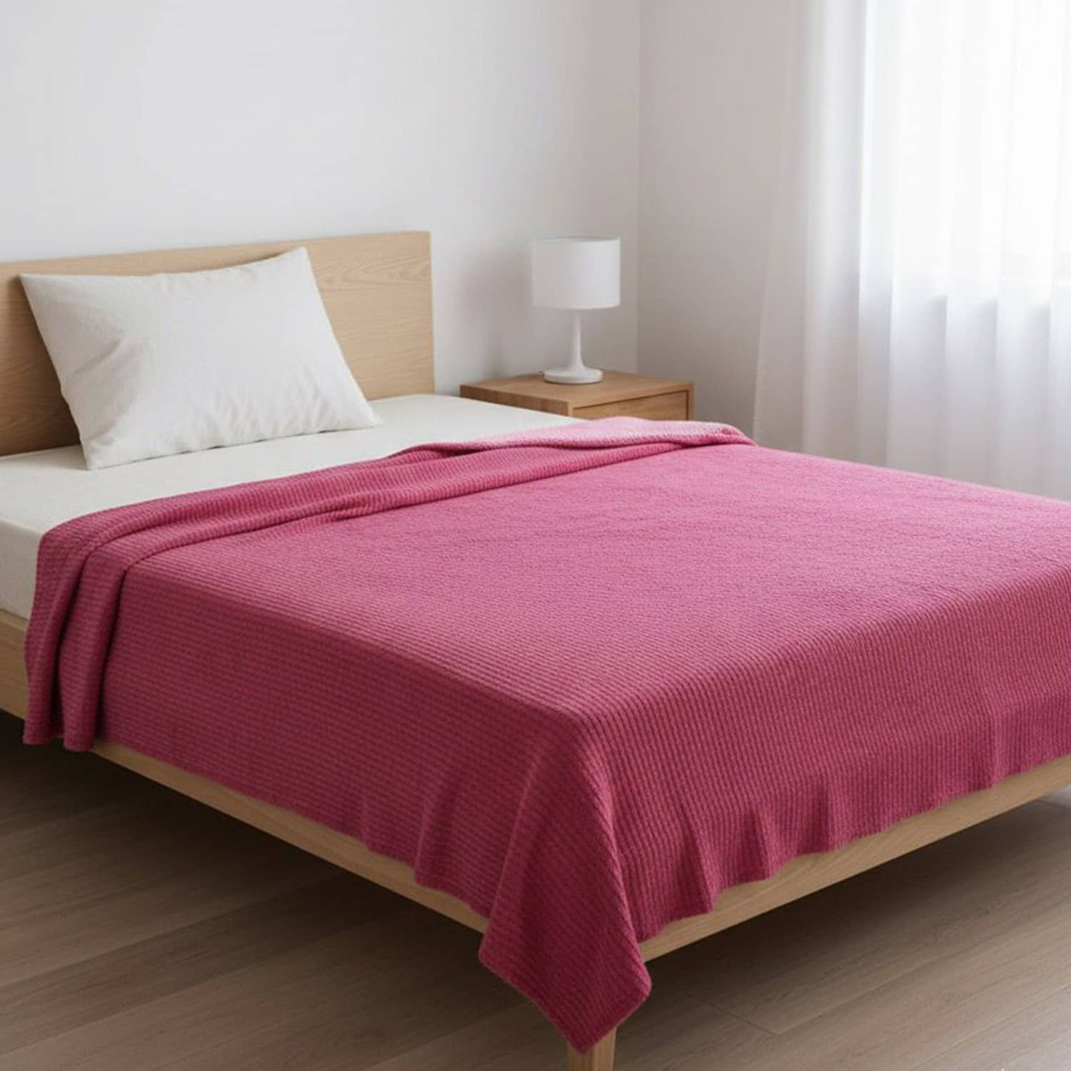 Welhouse India Fleece Striped Single Bed Blanket ( 240 cm x 135 cm ) - Pink ( Pack of 1 )