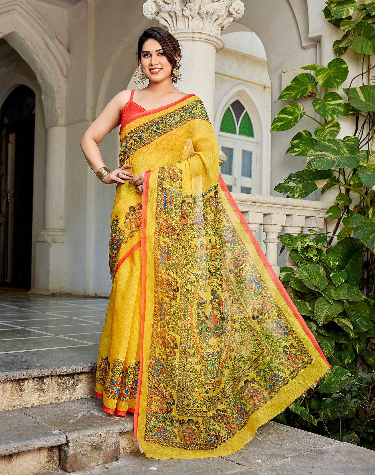     			Yashika Chanderi Self Design Chanderi saree With Unstitched Blouse Piece ( Yellow )