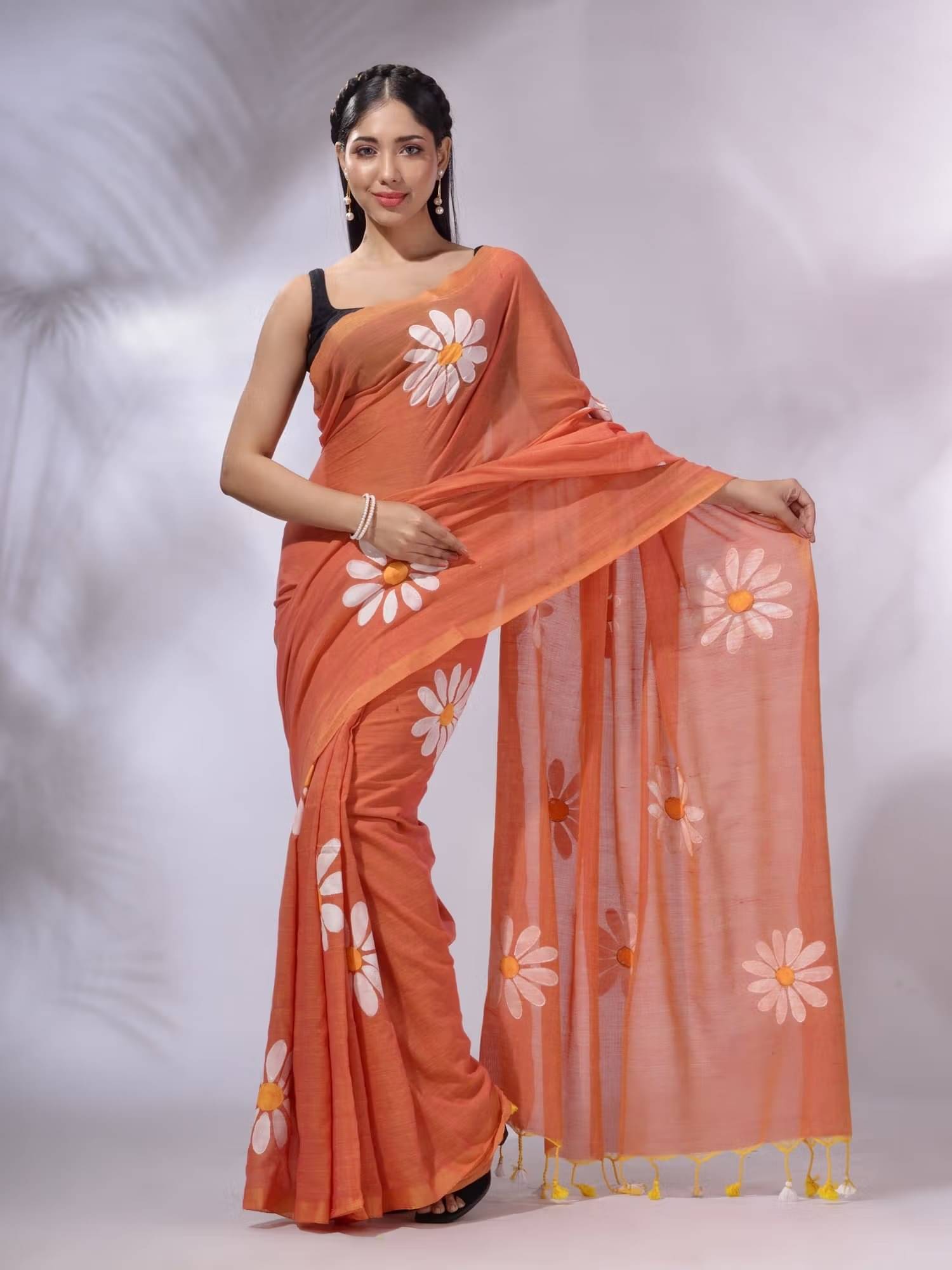     			Yashika Georgette Printed Regular Saree With Unstitched Blouse Piece ( Orange )