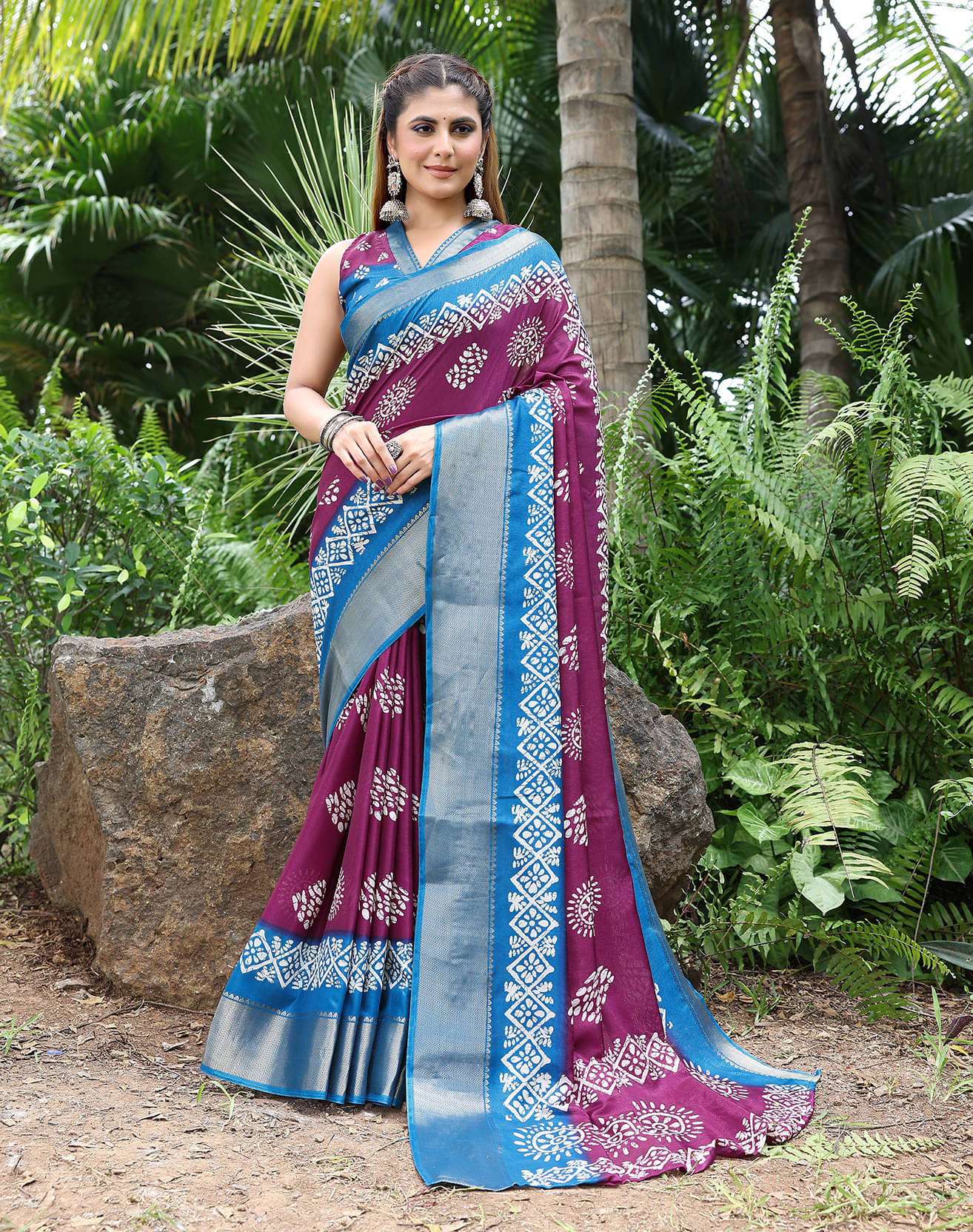 Yashika Jacquard Printed Regular Saree With Unstitched Blouse Piece ( Purple ) Yashika Jacquard Printed Regular Saree With Unstitched Blouse Piece ( Purple )