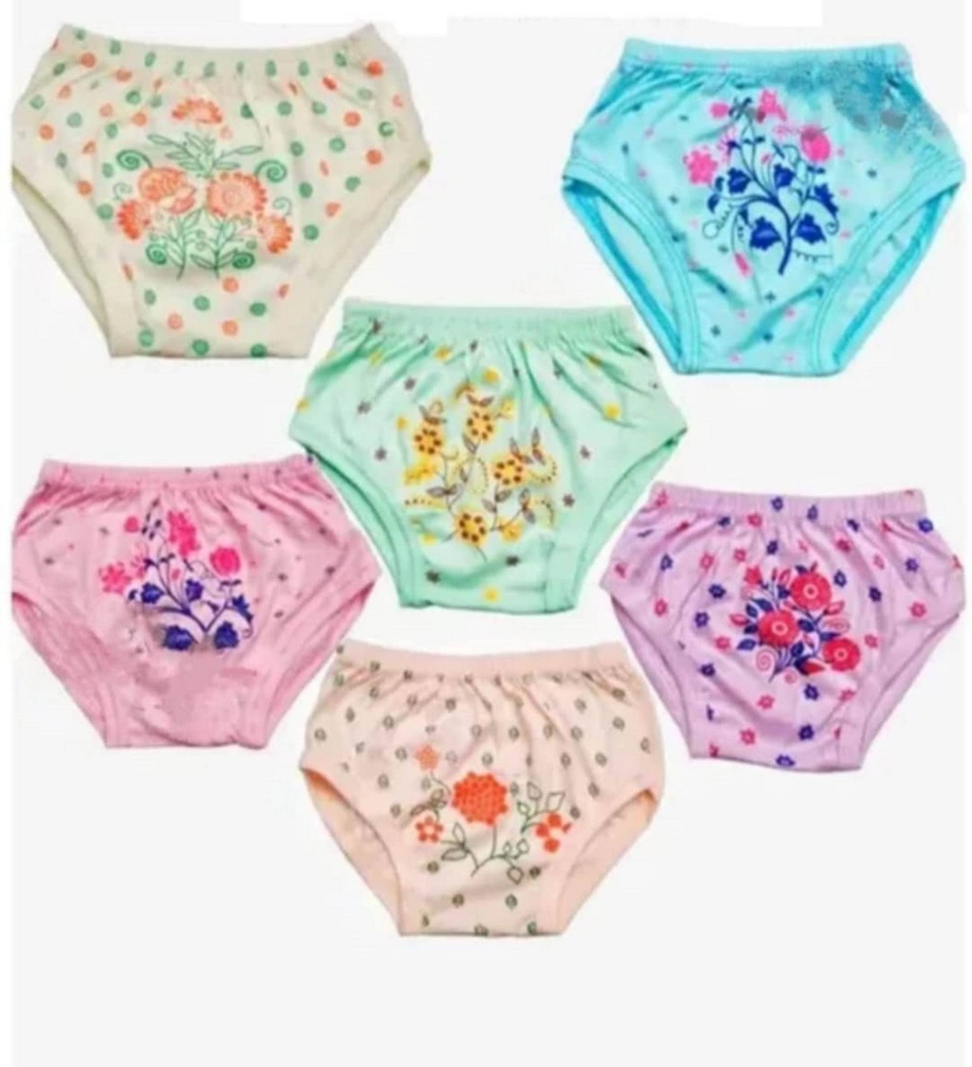 bexzzor Pack of 6 Cotton Blend Panties For Baby Girls ( Multicolor )