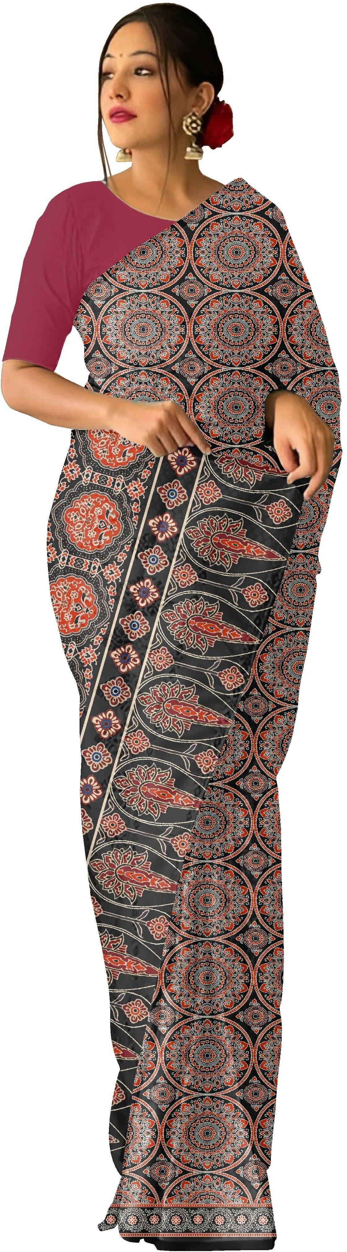     			kiyan enterprise Crepe Printed Patola Saree With Unstitched Blouse Piece ( Multicolor )