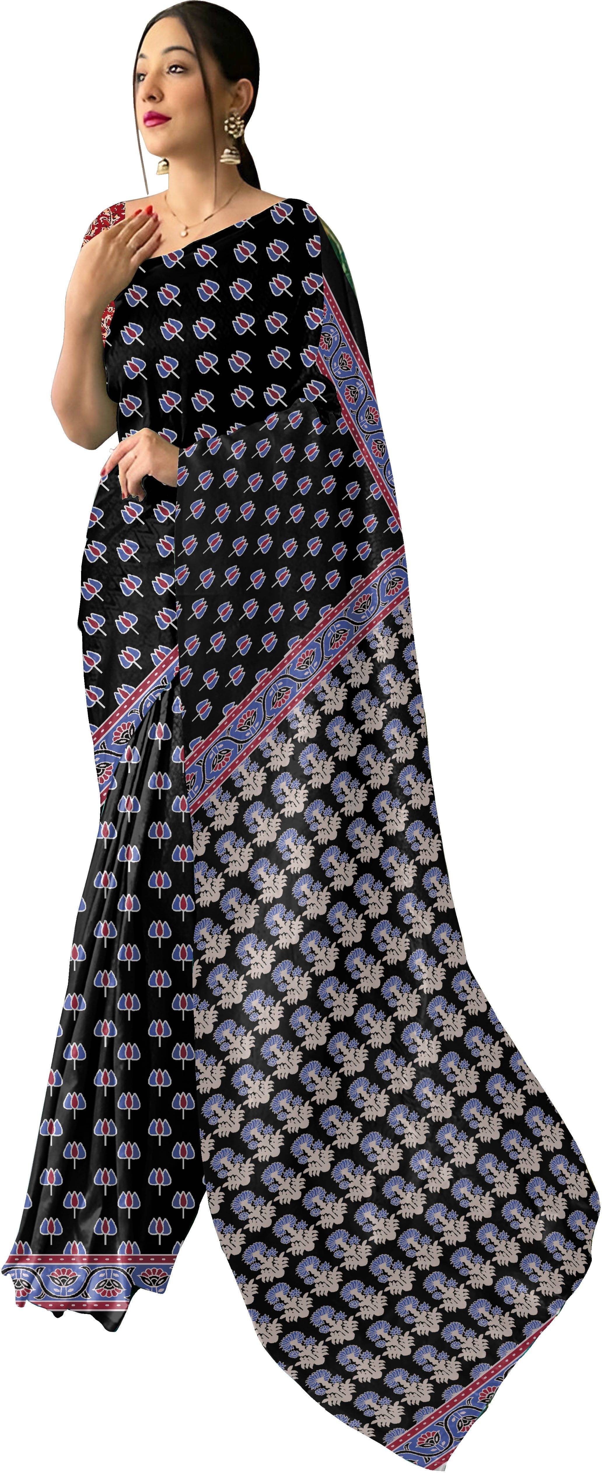     			kiyan enterprise Crepe Printed Patola Saree With Unstitched Blouse Piece ( Multicolor 3 )