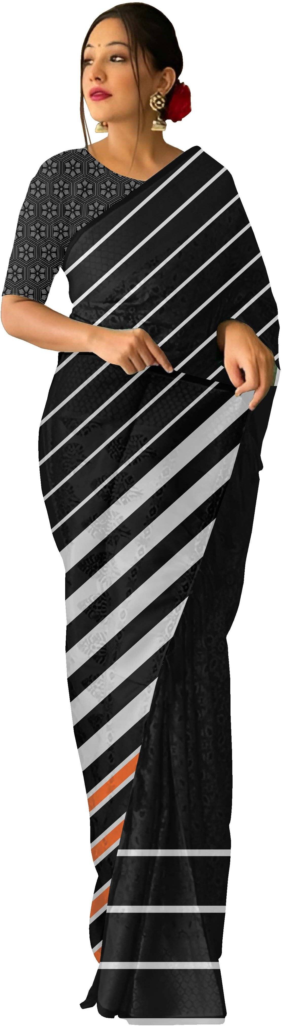 kiyan enterprise Crepe Striped Patola Saree With Unstitched Blouse Piece ( Multicolor ) kiyan enterprise Crepe Striped Patola Saree With Unstitched Blouse Piece ( Multicolor )