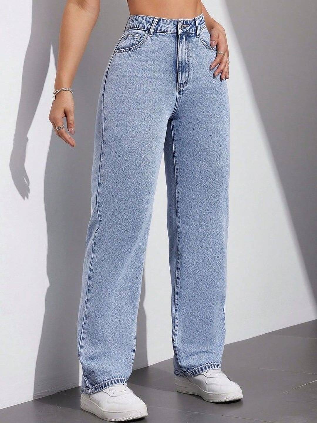     			A1TUFF Women's Boyfriend Fit High-Rise Jeans ( Light Blue )