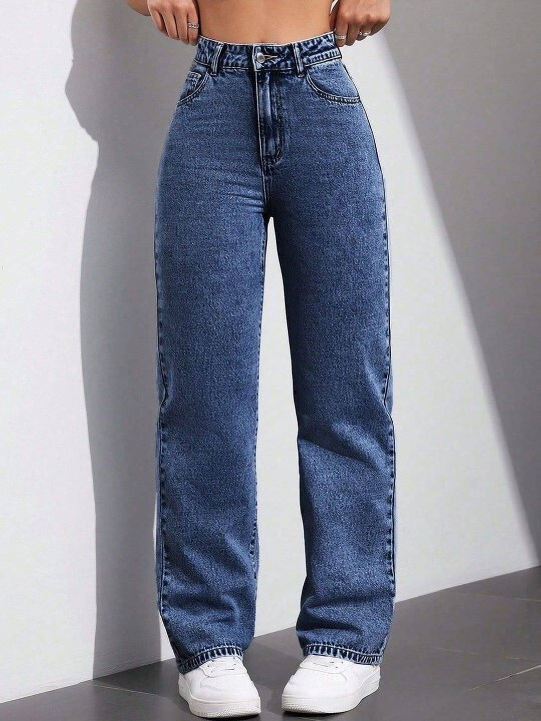     			A1TUFF Women's Boyfriend Fit High-Rise Jeans ( Blue )