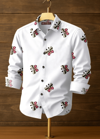 FITTELLO FAB Cotton Blend Regular Fit Self Design Full Sleeves Men's Casual Shirt - White ( Pack of 1 ) FITTELLO FAB Cotton Blend Regular Fit Self Design Full Sleeves Men's Casual Shirt - White ( Pack of 1 )