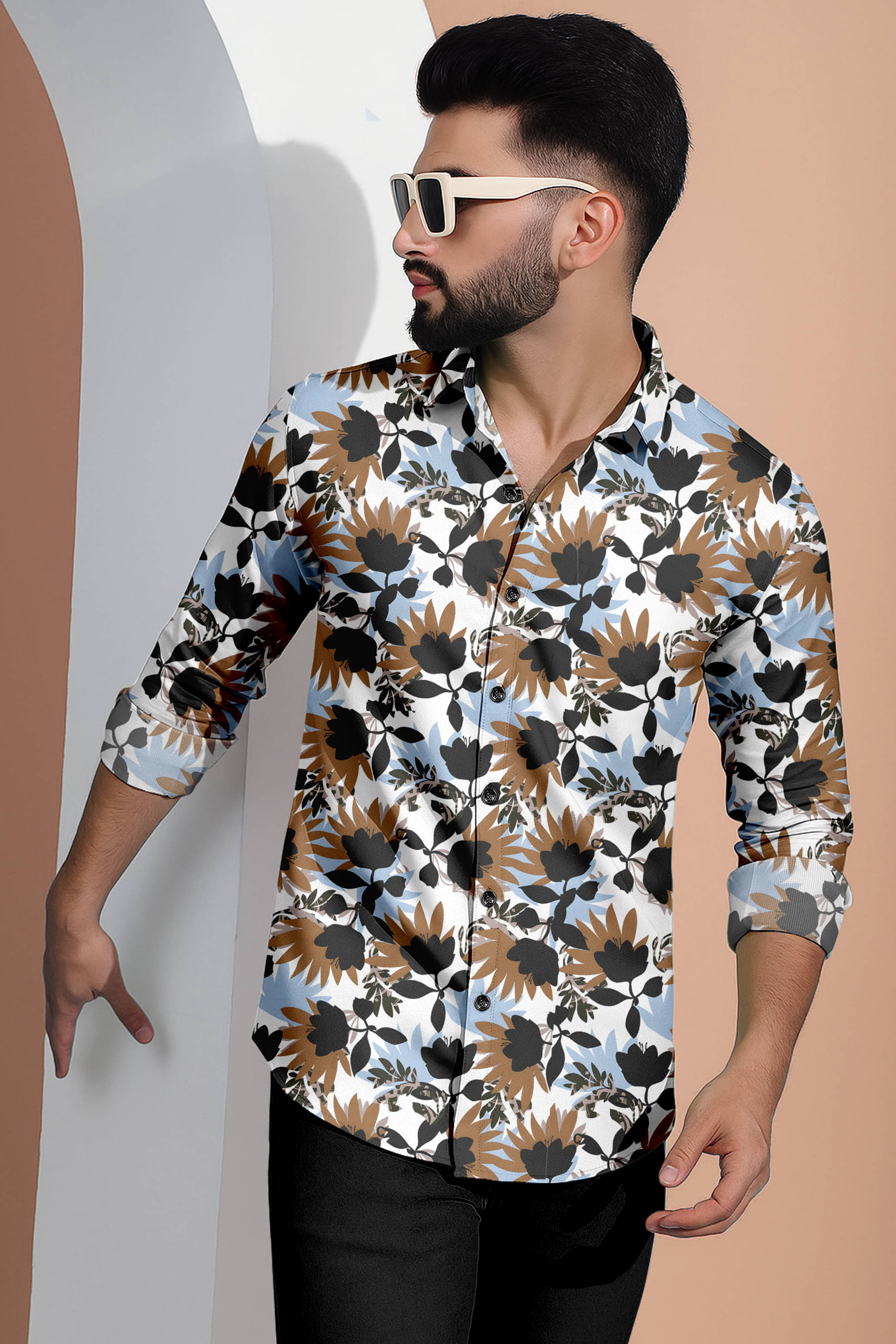     			FITTELLO FAB Cotton Blend Regular Fit Self Design Full Sleeves Men's Casual Shirt - Black ( Pack of 1 )