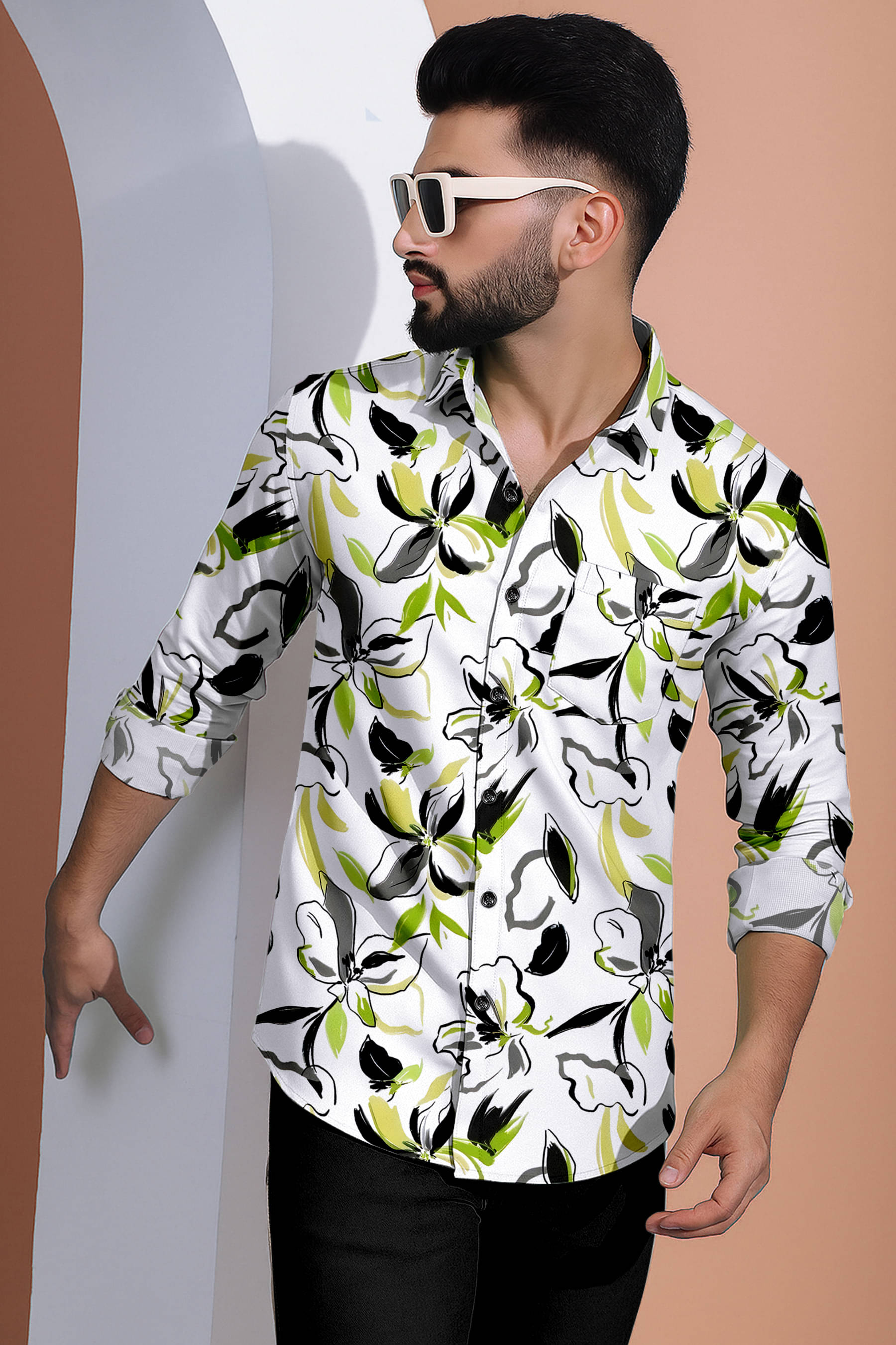     			FITTELLO FAB Cotton Blend Regular Fit Self Design Full Sleeves Men's Casual Shirt - Mint Green ( Pack of 1 )