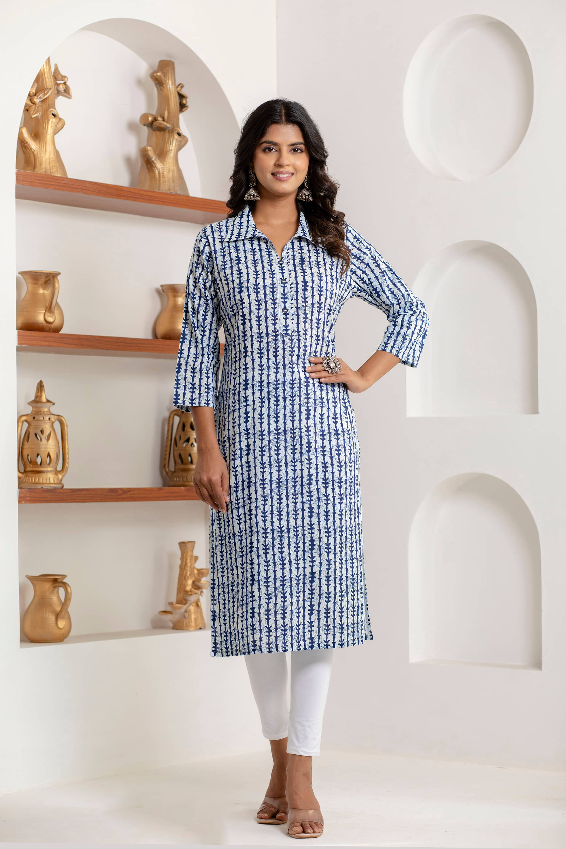 KANNAHI Women Cotton Printed Straight Kurti ( White ) KANNAHI Women Cotton Printed Straight Kurti ( White )
