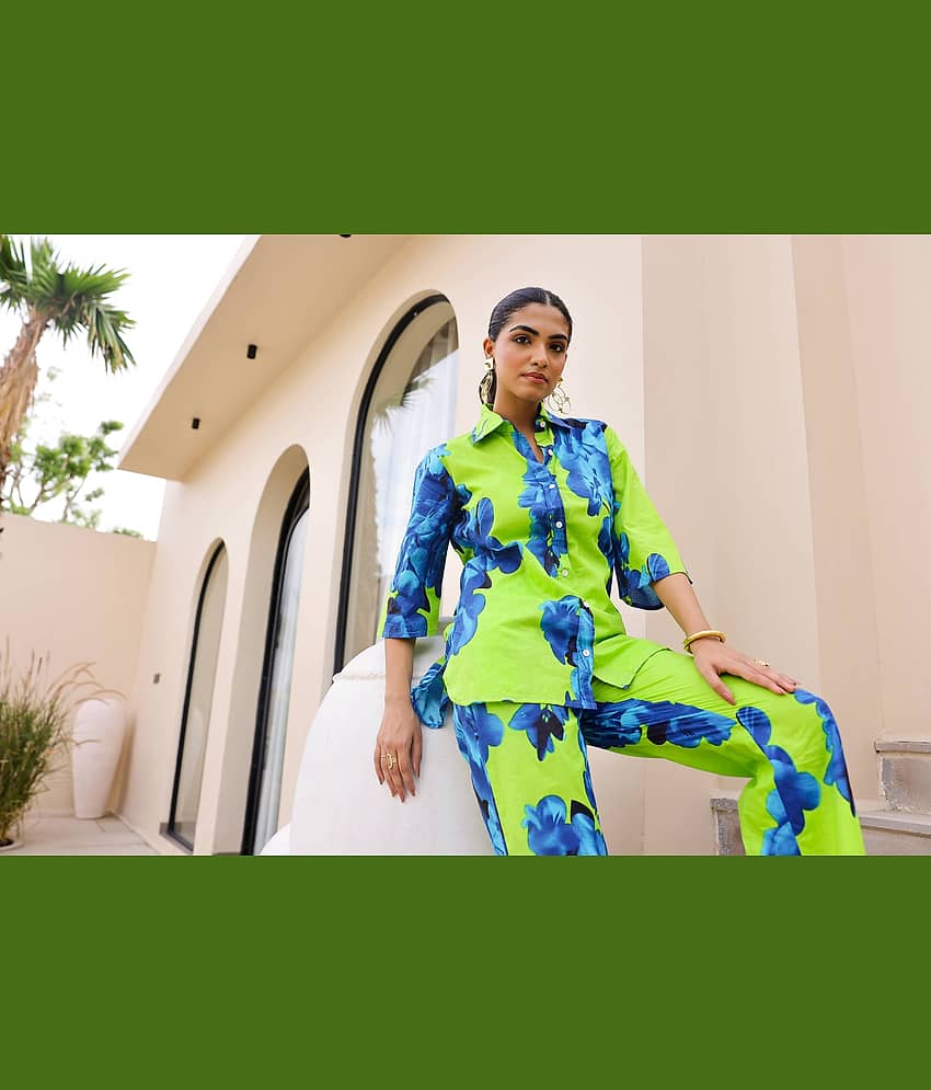 Label Flavia Women Printed Top With Trousers Co-Ord Set ( Multicolor )