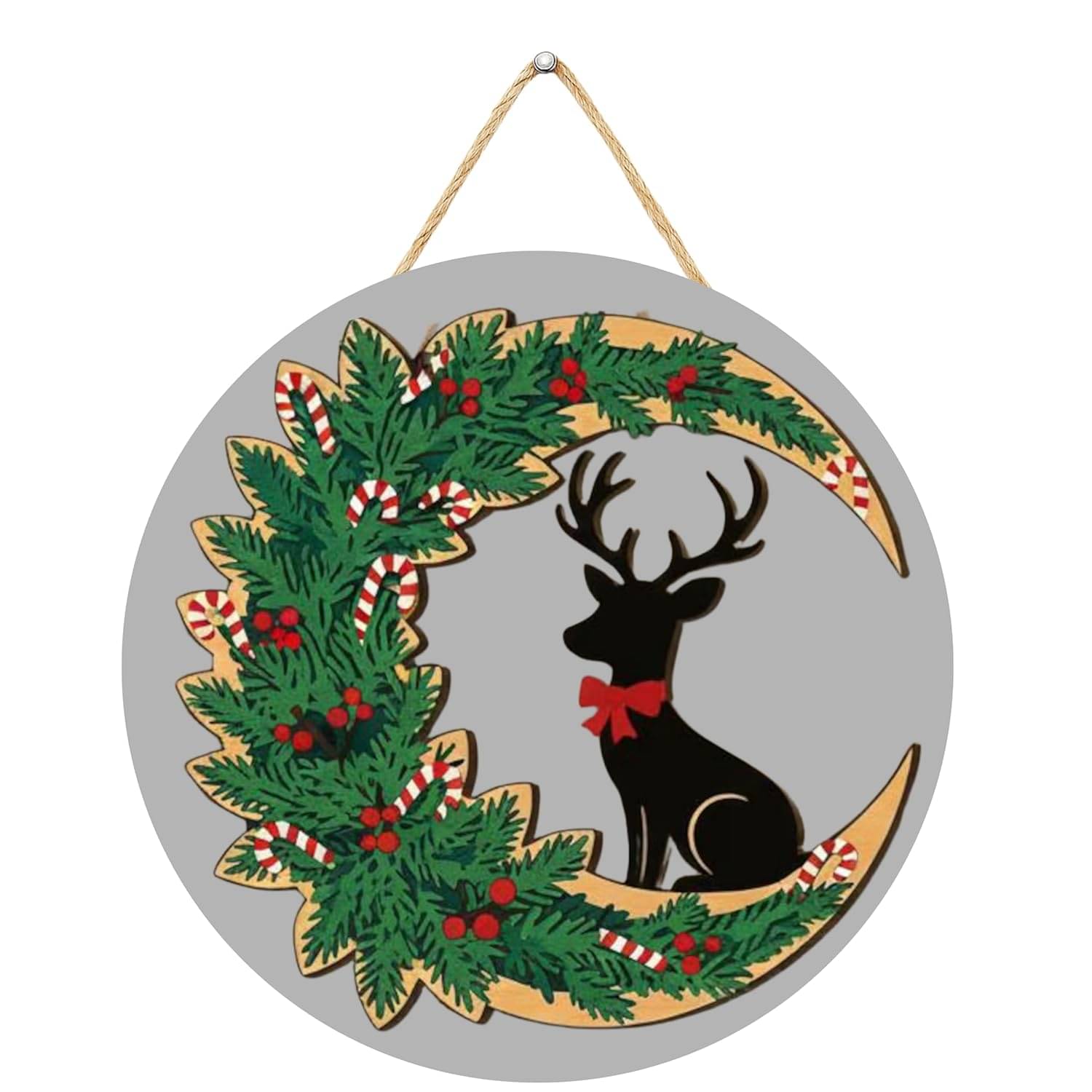     			Merry Christmas Wooden Printed Wall Hanging Ornaments for Christmas and Home Decor